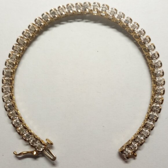 Elegant 10Kt Two-Tone Gold 2-Carat Diamond “Rolex” Style Eternity Bracelet - Picture 4 of 5